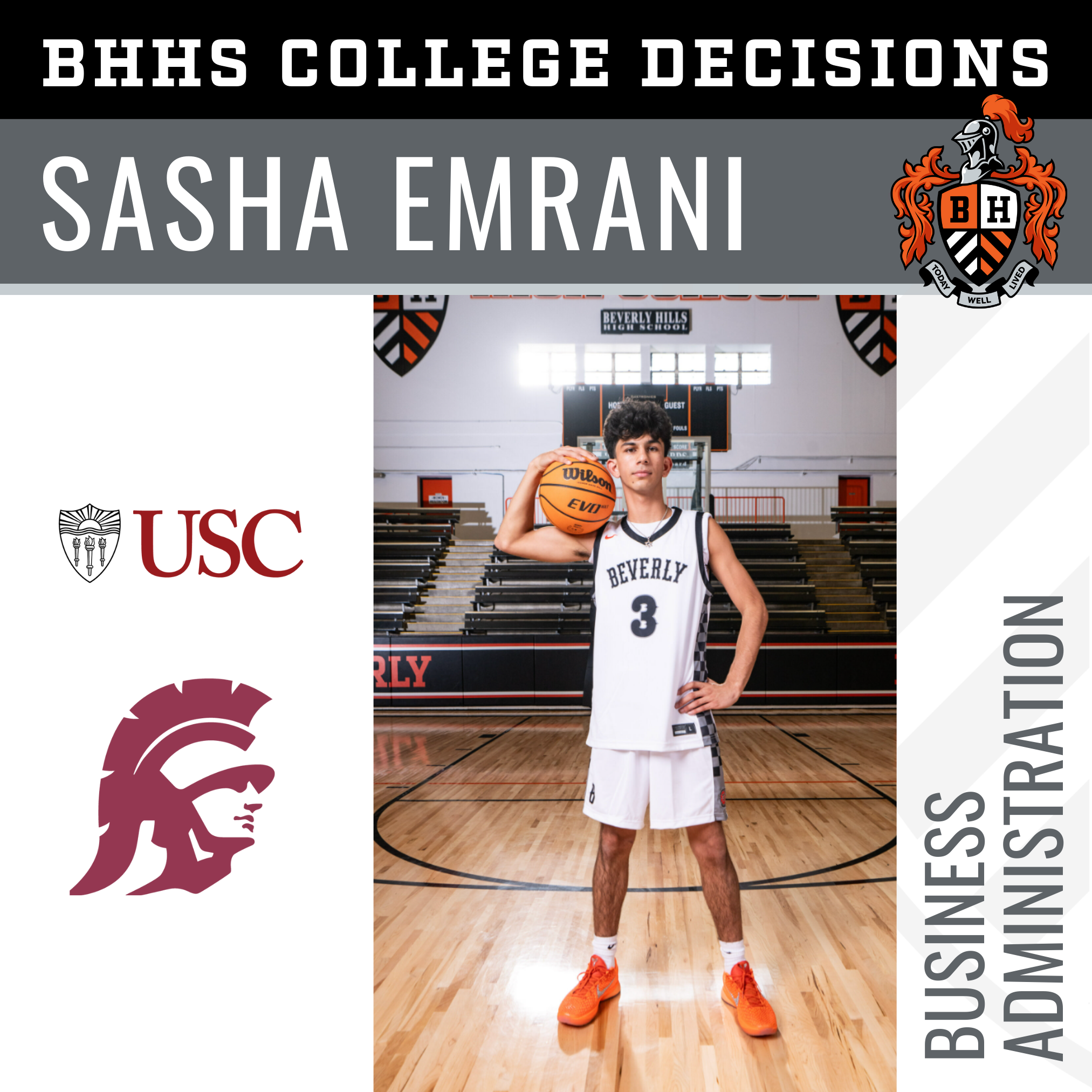 BHHS Senior Sasha Emrani to Attend USC Marshall School of Business