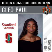 BHHS Student Cleo Paul to Attend Stanford University, Majoring in Political Science